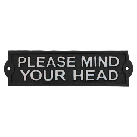 Plaque en Fonte 'Please Mind Your Head' - Signalisation Élégante