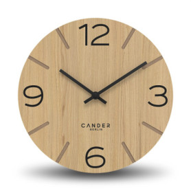 Horloge Murale Silencieuse Cander Berlin en Bois de Chêne 30 cm