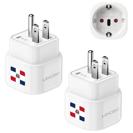 LENCENT Lot de 2 Adaptateurs de Prise de Voyage Type B - République Dominicaine
