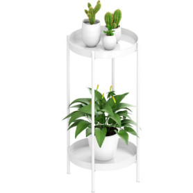 Support de Plantes en Métal à 2 Niveaux - Organiseur Durable pour Intérieur et Extérieur
