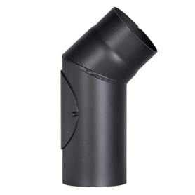 Coude de poêle en acier noir 45° avec porte de nettoyage