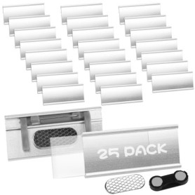 Lot de 25 Badges Nominatifs Magnétiques en Aluminium - Personnalisables pour Événements