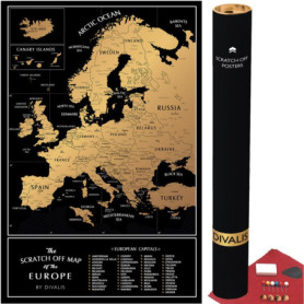 Carte à Gratter de l'Europe - Poster Décoratif avec Épingles Incluses