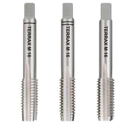 Jeu de Tarauds Manuels M8x1,25 mm - 3 Pièces HSS Terrax by RUKO