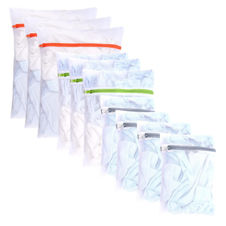 Lot de 10 filets à linge avec fermeture éclair - Sacs de lavage pratiques