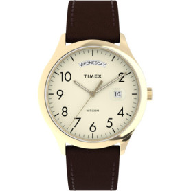 Montre Timex Easy Reader pour Homme - Cuir Marron et Cadran Crème 40 mm