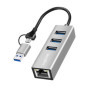 Adaptateur LogiLink USB-C vers Ethernet RJ45 avec 3 Ports USB-A