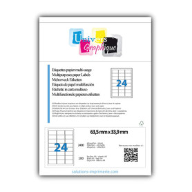 Étiquettes Multiusage 2400 pièces pour Imprimante - 63,5 x 33,9 mm