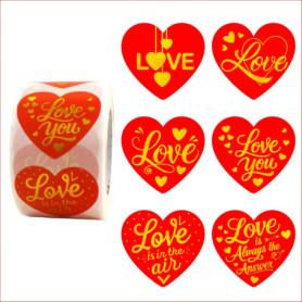 Masper Lot de 500 Autocollants Cœurs Dorés pour Saint-Valentin
