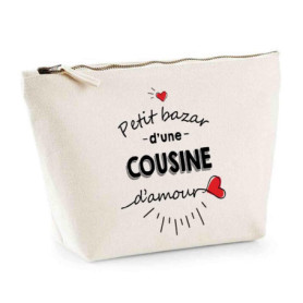 Trousse Vintage Bazar d'Amour en Coton - Pochette Maquillage Élégante