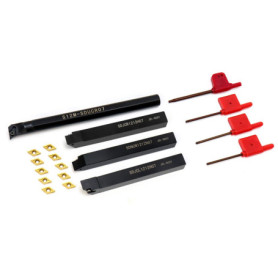 Porte-Outil de Tournage QWORK avec Inserts en Carbure - Lot de 4