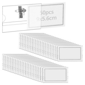 QWORK 50 Porte Badges Horizontaux avec Clips en PVC Transparent