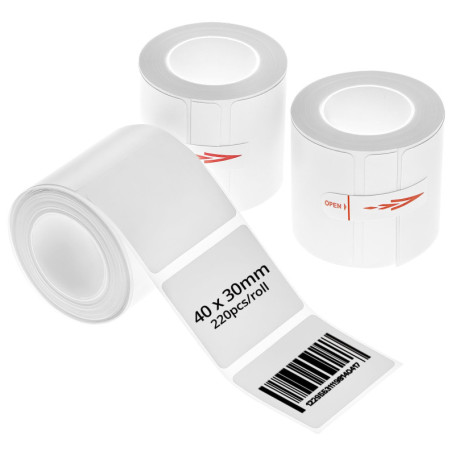 QWORK Étiquettes Thermiques Autocollantes 40x30mm - 3 Rouleaux Imperméables