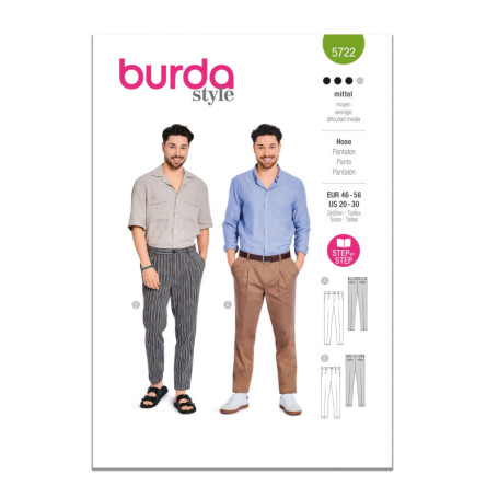 Patron de Couture Burda B5722 pour Pantalon Homme Élégant