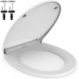 Abattant WC AIMAX Ovale avec Fermeture Douce - Lunette Toilette Blanche Universelle