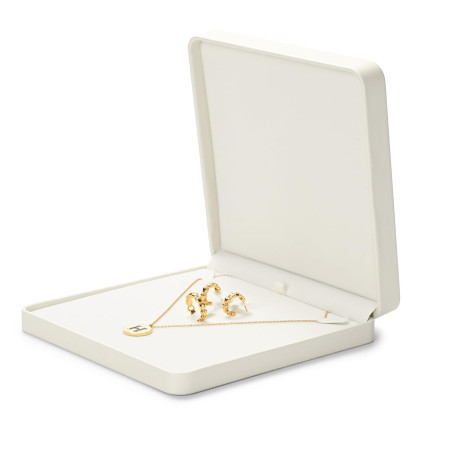 Oirlv Blanc PU Cuir Grande Boîte à Collier,Boite Cadeau Bijoux,Boite Bracelet Cadeau,pour La Saint Valentin,Anniversaire,Noël