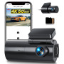 GKU 4K Dashcam Voiture Avant Arrière,5GHz WiFi Caméra Embarquée Voiture avec Carte SD 64G,Camera Voiture Grand Angle 170°,Vision