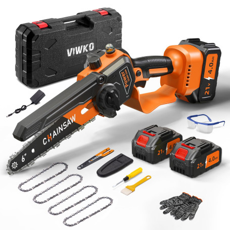 Mini Tronçonneuse à Batterie 6 Pouces, 8000mAh Tronconneuse Electrique Sans Fil pour Jardin, 1000W Brushless Tronçonneuse Elague