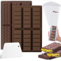 2 Pièces Moule à Chocolat en Silicone, Moule Silicone de 6 Cavités+1 Scraper+100 Sac d'emballage, Moule Tablette Chocolat Dubai 