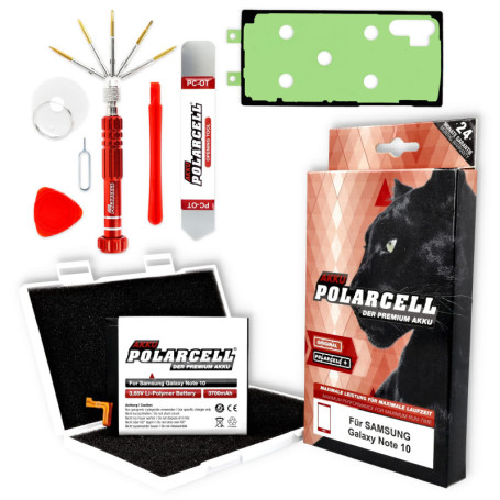 Batterie PolarCell 3700 mAh pour Samsung Galaxy Note 10 avec kit d'outils