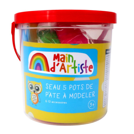 Seau Créatif de Pâte à Modeler avec 12 Accessoires - MAIN D'ARTISTE