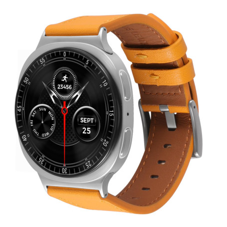 Bracelet en Cuir Véritable Jaune pour Samsung Galaxy Watch8 - Élégance et Confort