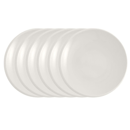Villeroy & Boch NewMoon - Lot de 6 Assiettes à Petit-Déjeuner 24 cm en Porcelaine Blanche
