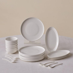 Ensemble de Coutellerie KARACA Forever Bone Fika pour 6 Personnes - 22 Pièces en Porcelaine Élégante