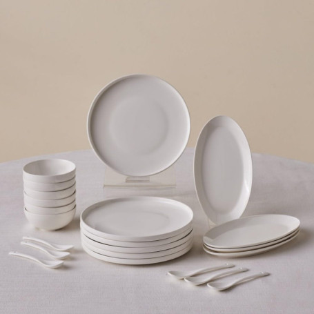 Ensemble de Coutellerie KARACA Forever Bone Fika pour 6 Personnes - 22 Pièces en Porcelaine Élégante