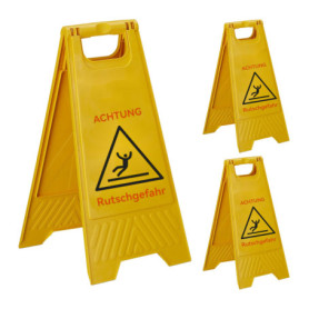 Panneau d'Avertissement Sol Glissant - Lot de 3 Pliables Jaunes