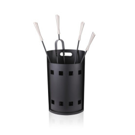 Ensemble d'Accessoires de Cheminée Relaxdays avec Seau, 5 Pièces en Noir et Argent