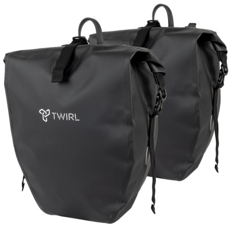 Sacoche de Vélo TWIRL Double 44L avec Bandoulière et Poche Amovible - Noir