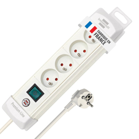 Multiprise Brennenstuhl Premium-Plus Blanche avec Câble de 1,8m - 4 Prises