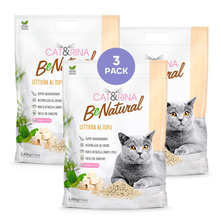 Litière Végétale BeNatural pour Chat au Tofu - 5,5L, Anti-Odeur, Écologique
