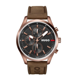 Montre HUGO Chase Analogique Multifonction pour Homme en Cuir Marron