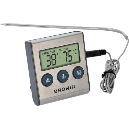 Thermomètre Alimentaire Browin avec Sonde Inox et Minuteur Électronique