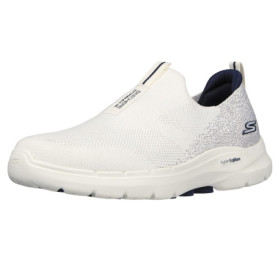 Skechers Go Walk 6 - Chaussures de Marche Extensibles à Enfiler pour Homme, Blanc/Bleu Marine, 42.5 EU