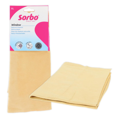 Chamois Naturel Sorbo XL - Cuir de Mouton Super Absorbant pour Vitres et Surfaces