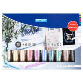 Crayons à Craie Stylex pour Décoration de Vitres - 10 Couleurs Effaçables