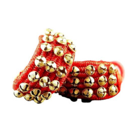 Ghungroo Professionnels sur Coussin Rouge - 3 Lignes de Clochettes