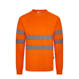 T-Shirt de Sécurité à Manches Longues en Polyester Recyclé - Orange Fluo Taille L