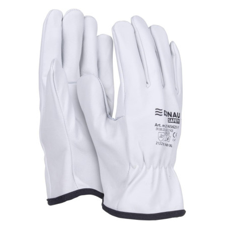 Gants de travail en cuir de vachette - Taille XL - Blanc - DONAU SAFETY