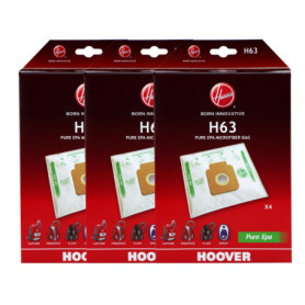 Sacs Aspirateurs Hoover H63 en Microfibre Pure EPA - Lot de 12