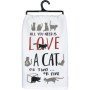 Torchon de Cuisine Pailleté 'All You Need is Love and a Cat' - Primitives by Kathy
