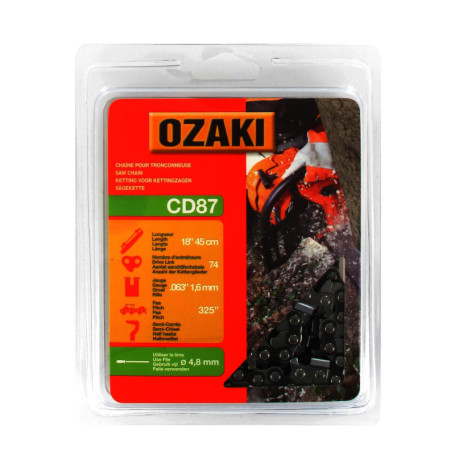 Chaîne de Tronçonneuse Ozaki .325" - Jauge 1,6 mm - Profil Semi-Carré