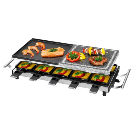 ProfiCook Raclette-Grill 2 en 1 pour 10 personnes avec Pierre et Plaque Antiadhésive