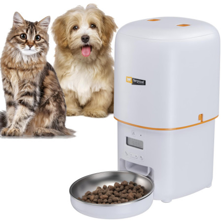 Distributeur Automatique de Croquettes Ferplast Risto Pet pour Chats et Chiens - Programmable 6 Repas