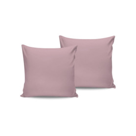 Ensemble de 2 Taies d'Oreiller en Satin de Coton Rose Clair - 80 x 80 cm