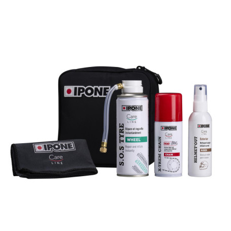 Kit Entretien et Crevaison Moto IPONE - Pochette Étanche avec Accessoires Pratiques