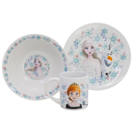 Set de goûter en céramique Frozen - Assiette, bol et tasse dans une boîte cadeau